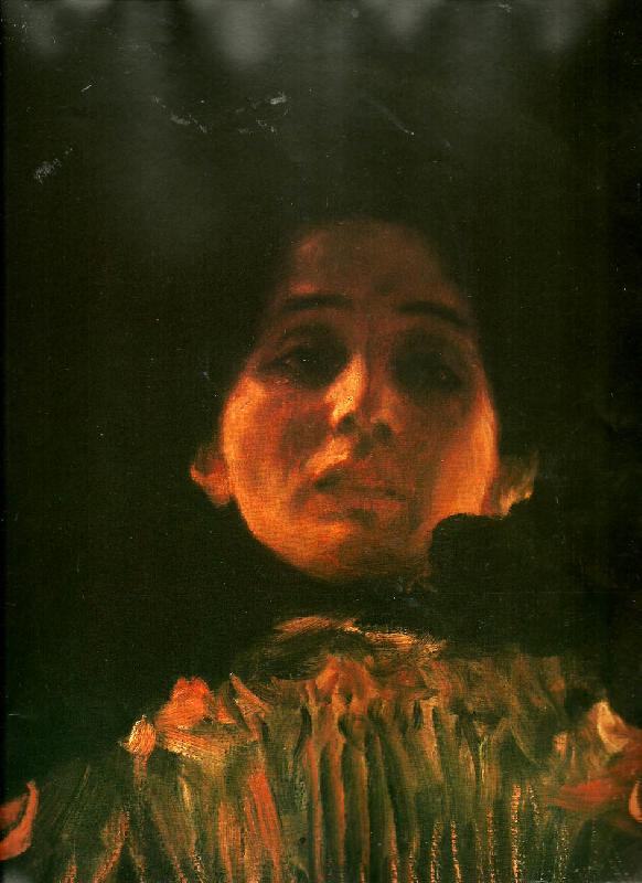 Gustav Klimt en face-portratt av kvinna, oil painting image